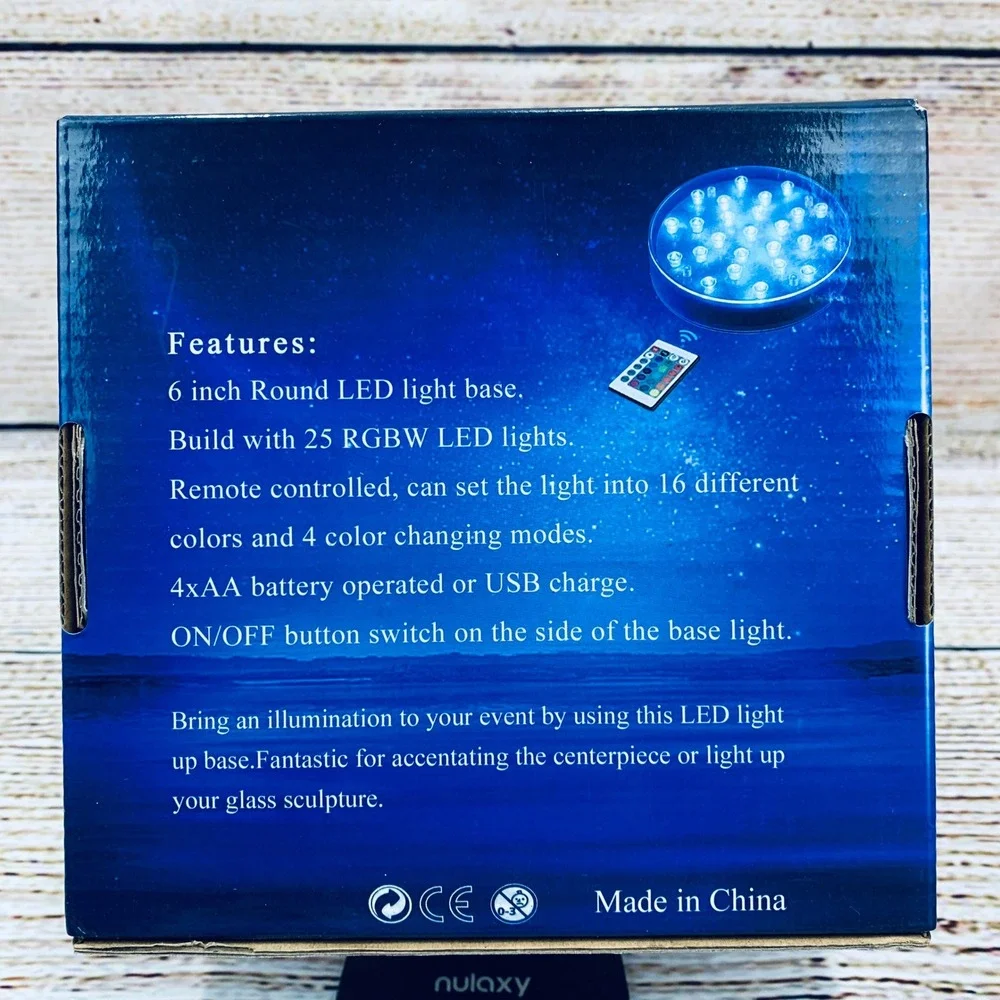 Nulaxy Round LED Light Base Centerpiece Remote 16 Colors 6 inch‎ NIB